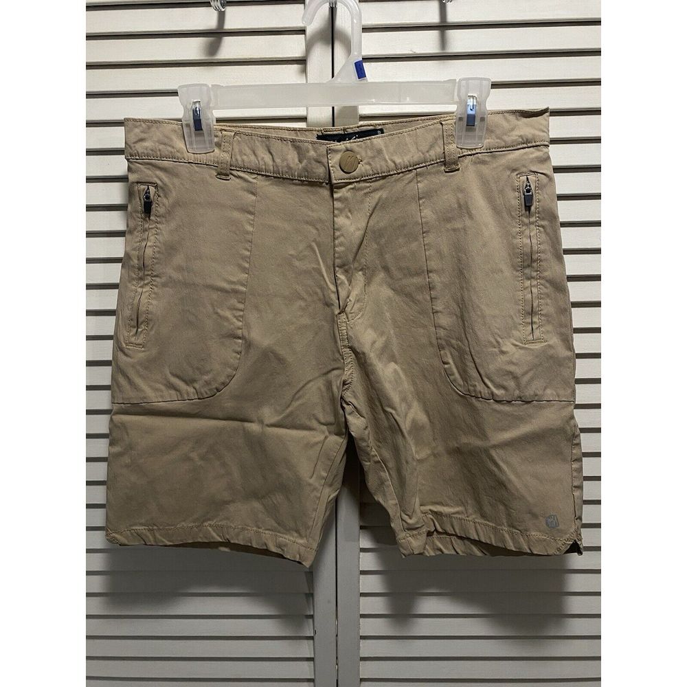Mossimo Supply Co. Chino Shorts Stretch Tan Khaki Size 32 Zip Pockets‎ Mid Rise